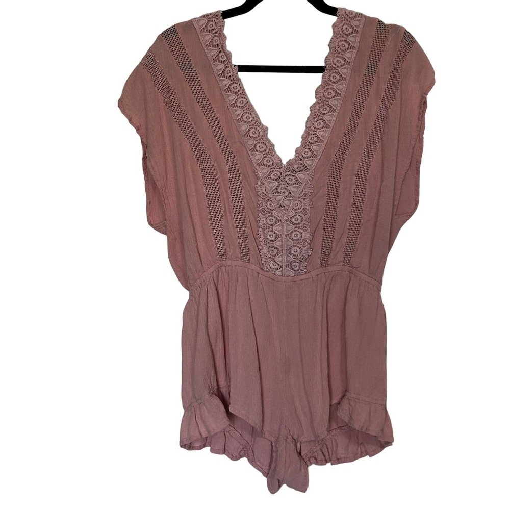O’Neill pink V-neck lace sleeveless romper women’s size medium 1490